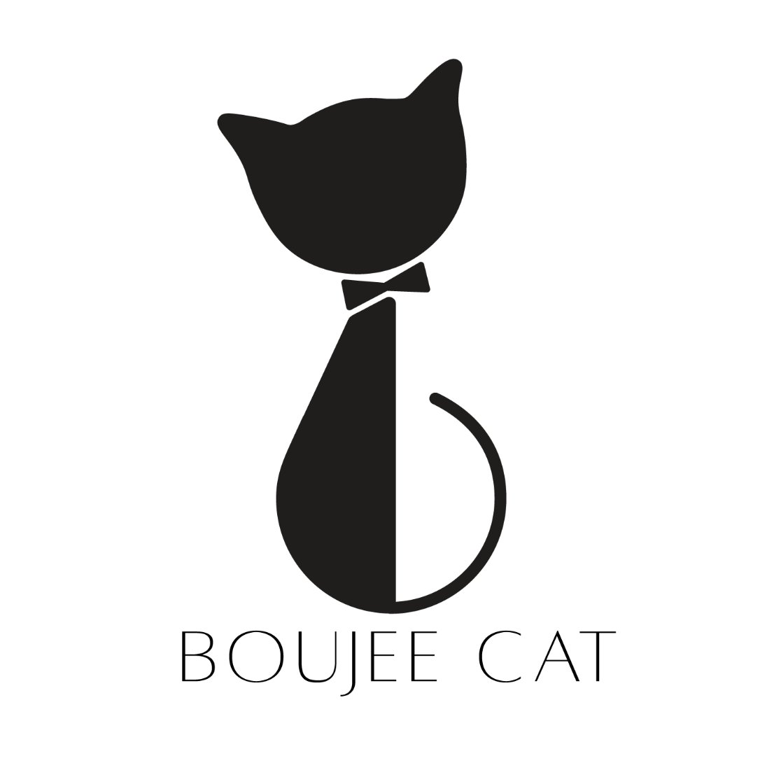 The Boujee Cat mark, a seated cat in a bow tie above the wordmark