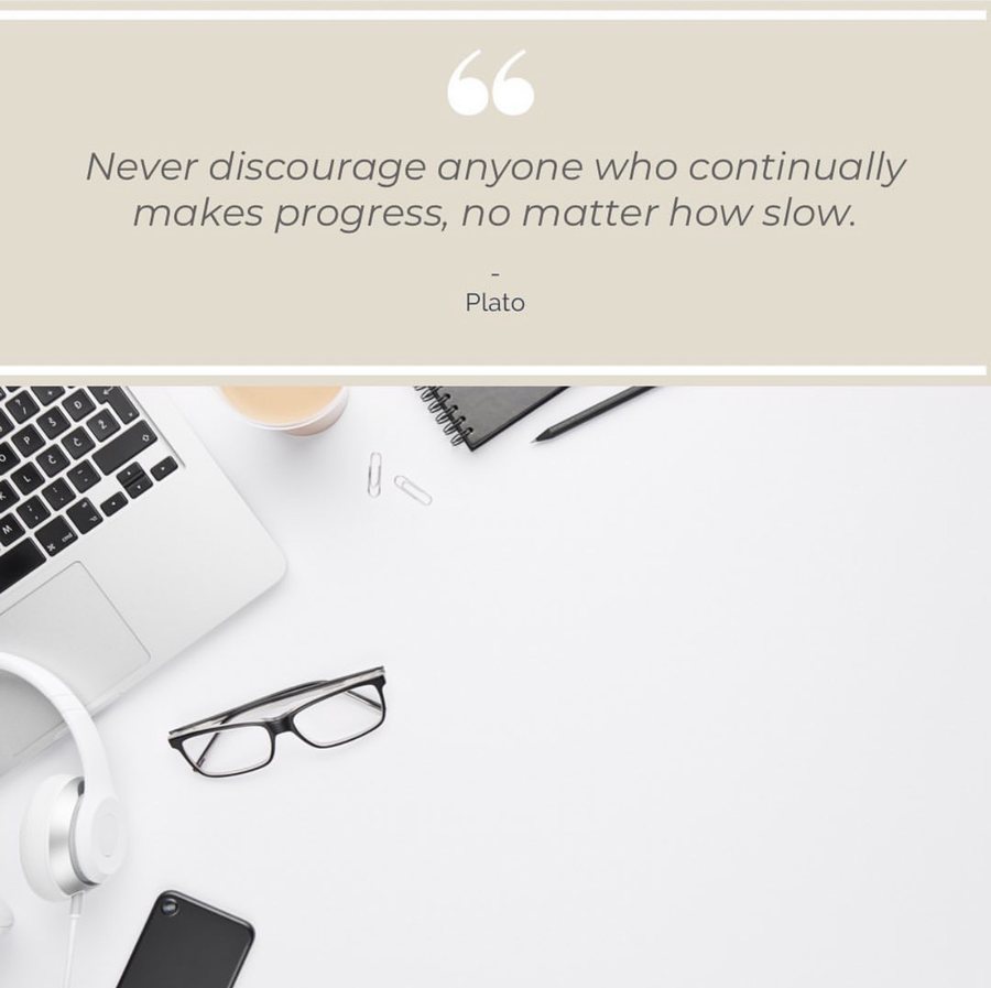 Plato quote post laid over a desk flatlay