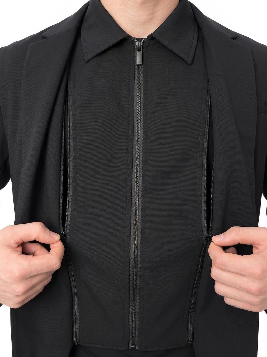Twin zip detail of the modular layering system