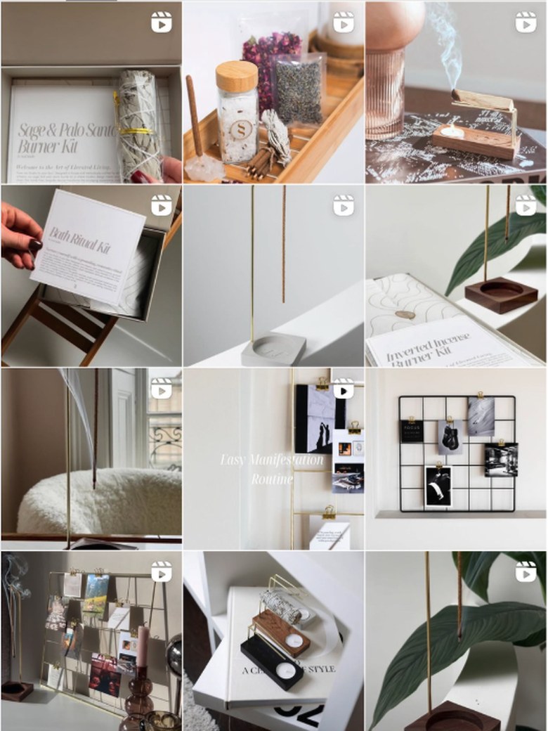 Instagram grid designed for Soul Studio, warm neutral ritual product photography